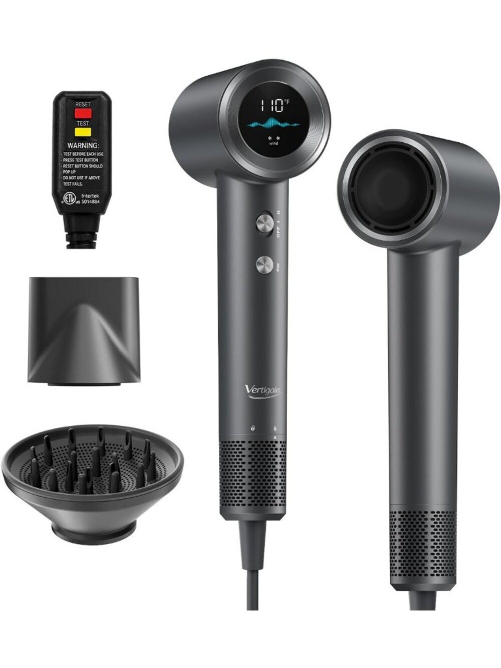 Fast Drying Ionic Hair Dryer with Diffuser, Ultra Quiet, Lightweight & Frizz